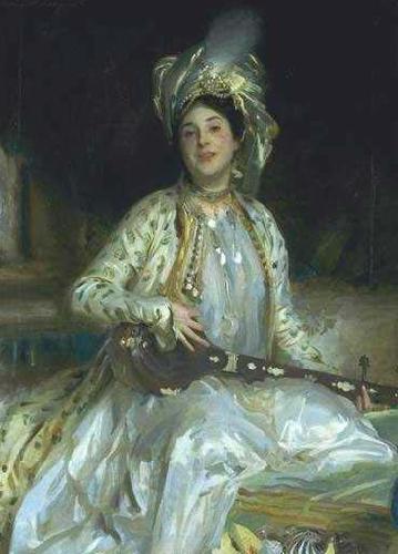 John Singer Sargent Sargent emphasized Almina Wertheimer exotic beauty in 1908 by dressing her en turquerie oil painting picture